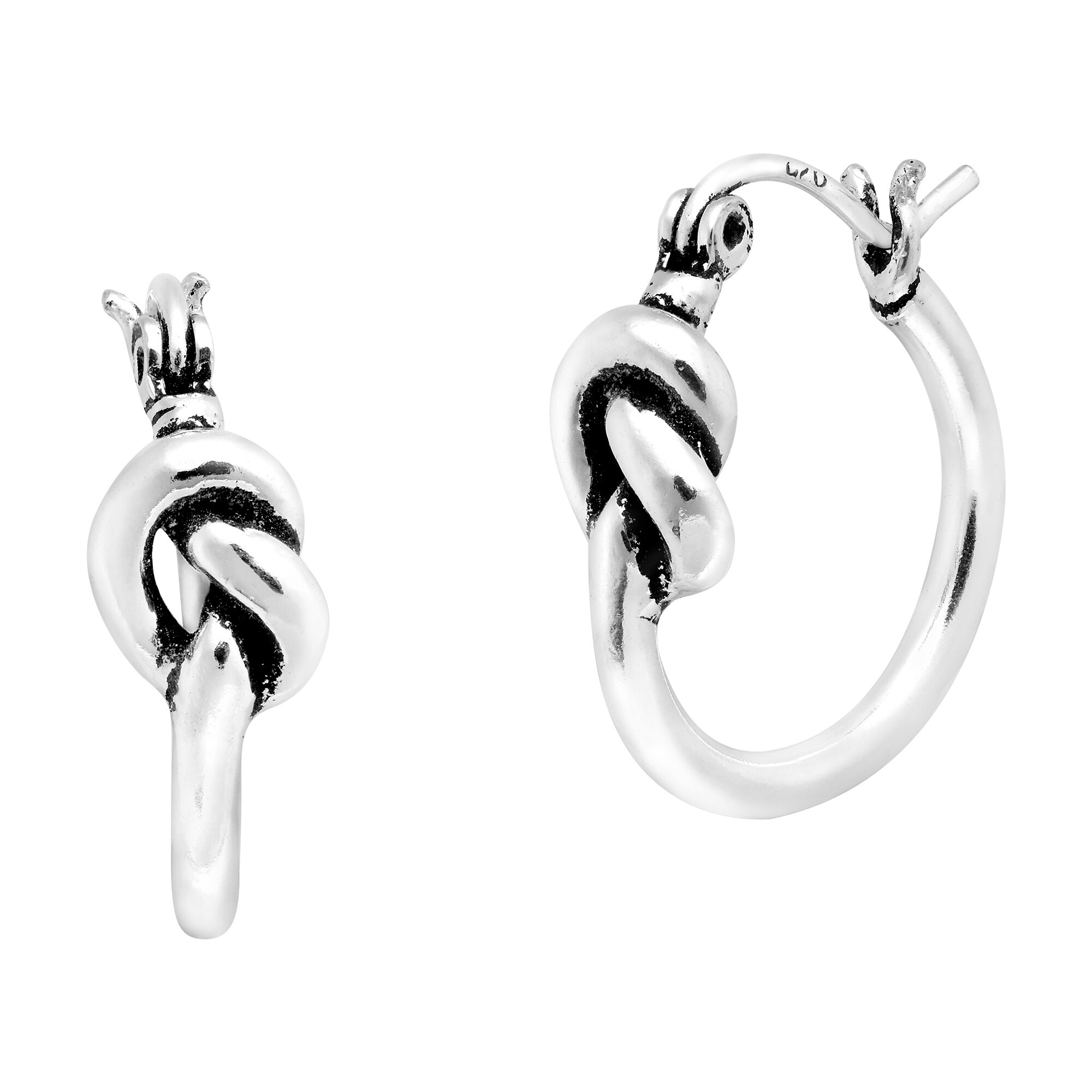 925 Sterling Silver Polished Heart Knot Hoop Earrings 925 Sterling Silver Polished Heart Knot Hoop Earrings