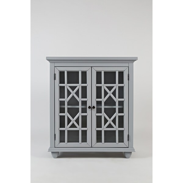 Shop Double Door Wooden Accent Chest With Intricated Front Panels, Gray