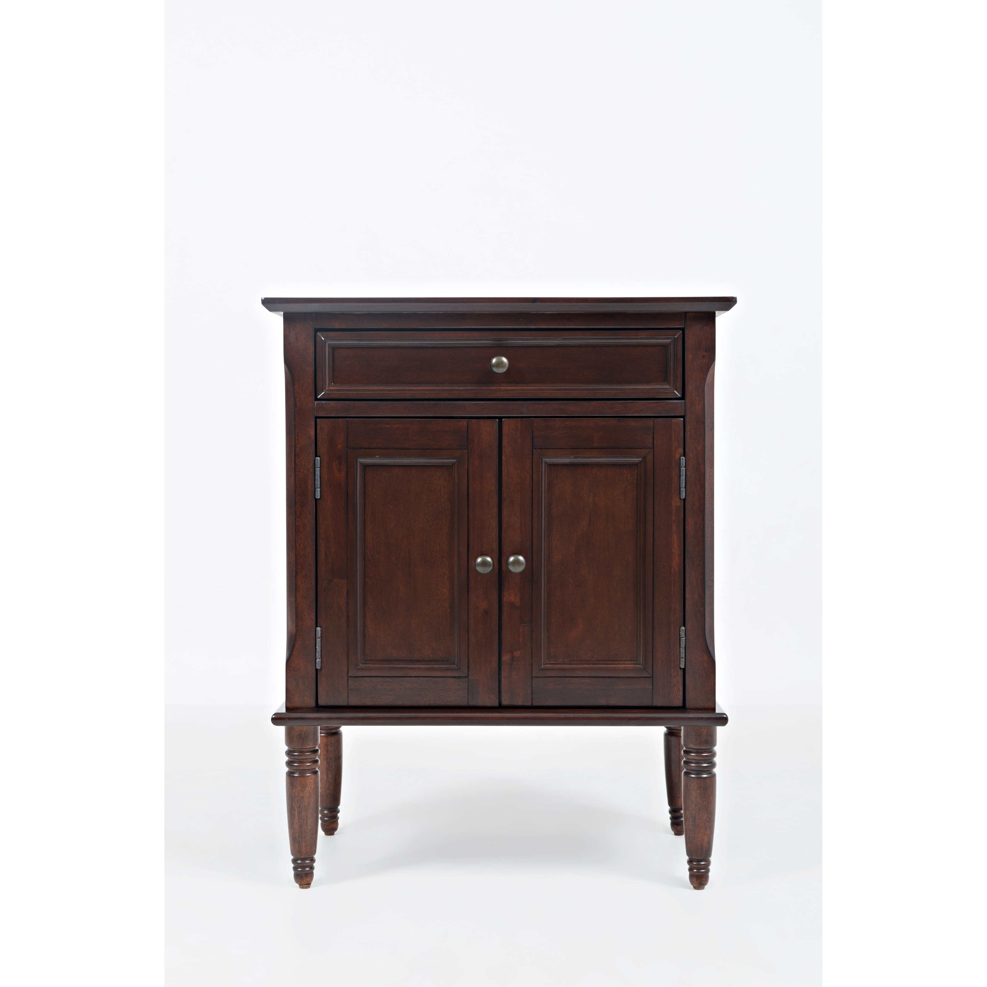 Shop Wooden Door Nightstand With Metal Knob Drawer 2 Door Cabinet Cherry Brown Overstock 23503642