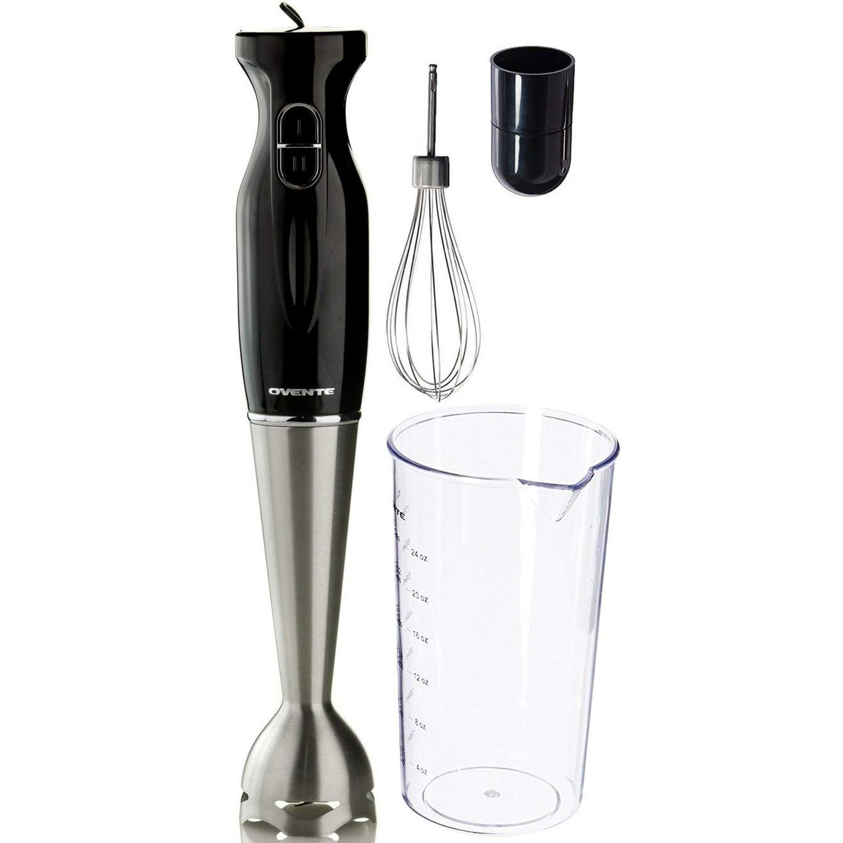 OVENTE Immersion Blender Black Stainless Steel Blades 200-Watt