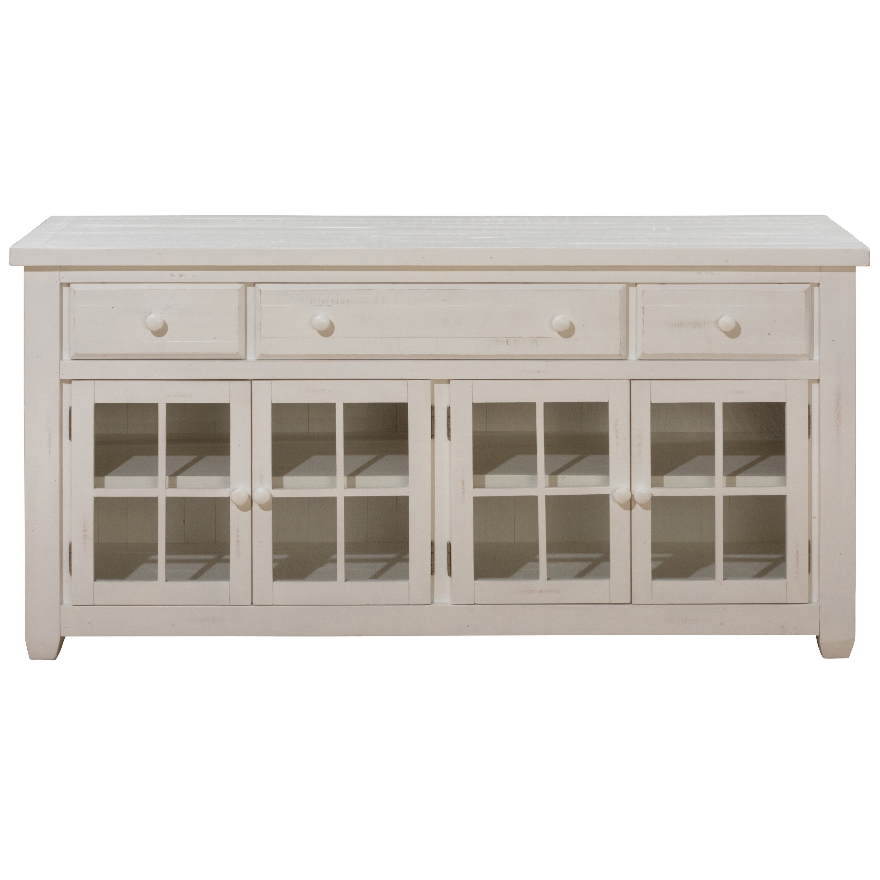 Shop Wooden Media Console With Window Pane Glass Doors White