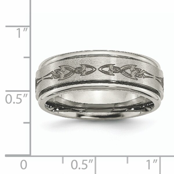 Wedding Bands Other Themed Bands Titanium 8mm Laser Design Brushed Band Size 10