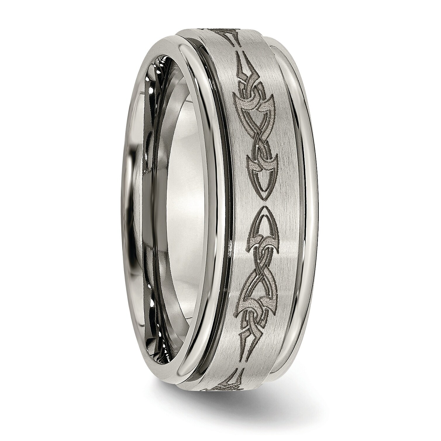 Wedding Bands Other Themed Bands Titanium 8mm Laser Design Brushed Band Size 12
