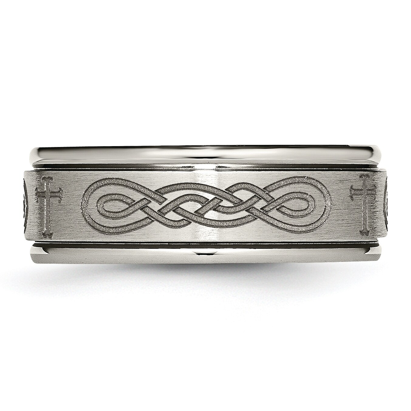 Box Titanium 7mm Grooved Edge Hammered And Polished Band