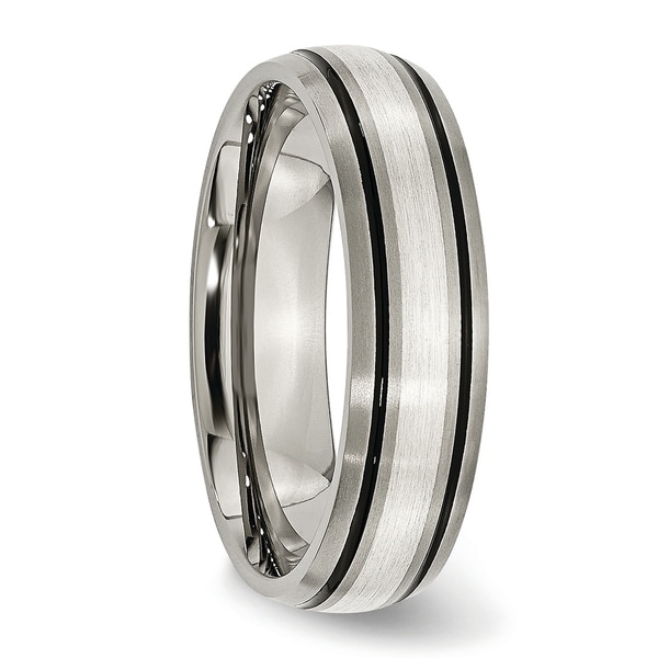 Titanium Grooved 6mm Brushed and Polished Band Size 7.5 Length Width 6