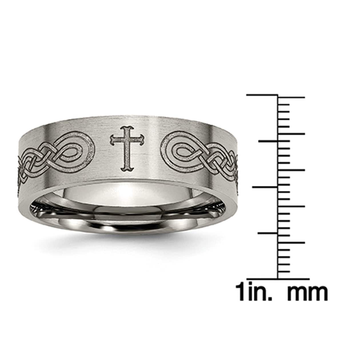 FB Jewels Solid Titanium Ridged Edge 7mm Brushed And Polished Wedding Band