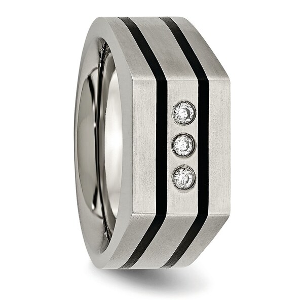 8 Titanium Jay Seiler Titanium Grooved Black IP-Plated 8mm Brushed and Polished Band Size