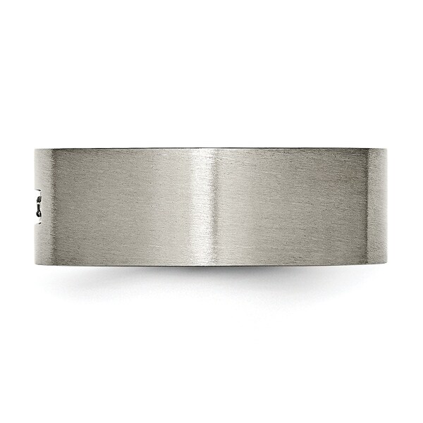 Titanium Brushed Diamond Cross Flat Band
