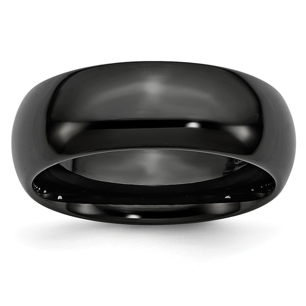 Chisel Black Ceramic 8mm Domed Shape Standard Polished Wedding Band. Opens flyout.