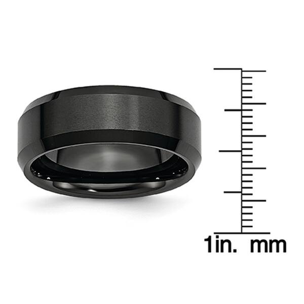 Bridal Ceramic Black Faceted Beveled Edge 8mm Polished Band Bridal Ceramic Black Faceted Beveled Edge 8mm Polished Band