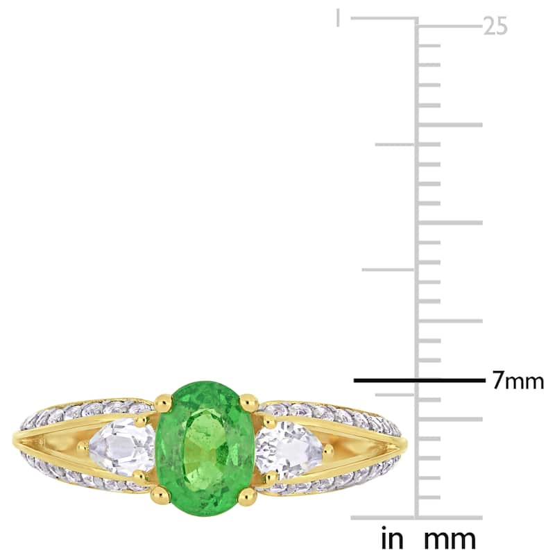 Miadora 10k Yellow Gold Tsavorite and White Topaz Split Shank Engagement Ring