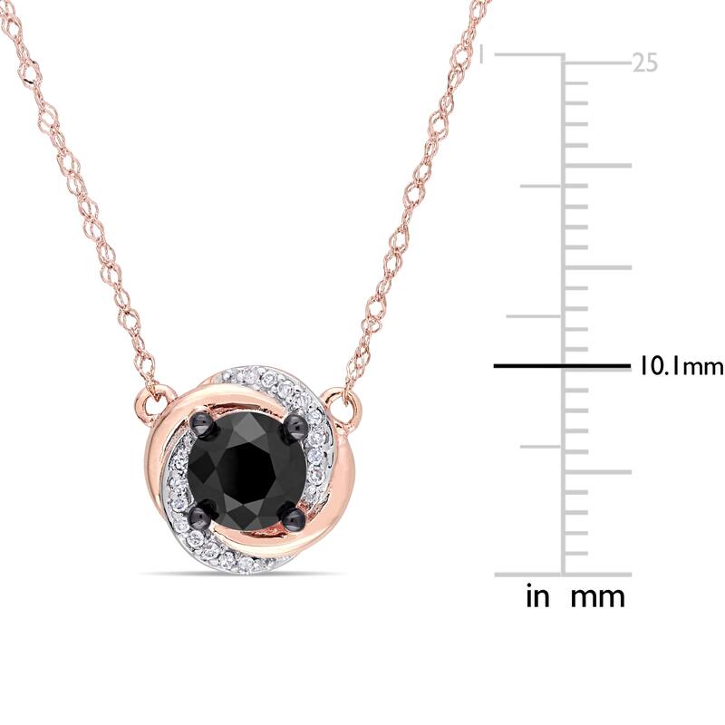 Miadora 10k Rose Gold 1ct TDW Black and White Diamond Swirl Necklace