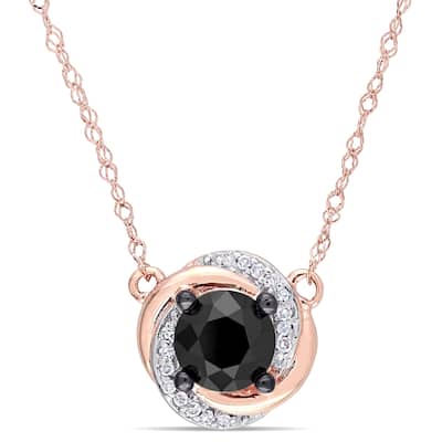Miadora 10k Rose Gold 1ct TDW Black and White Diamond Swirl Necklace