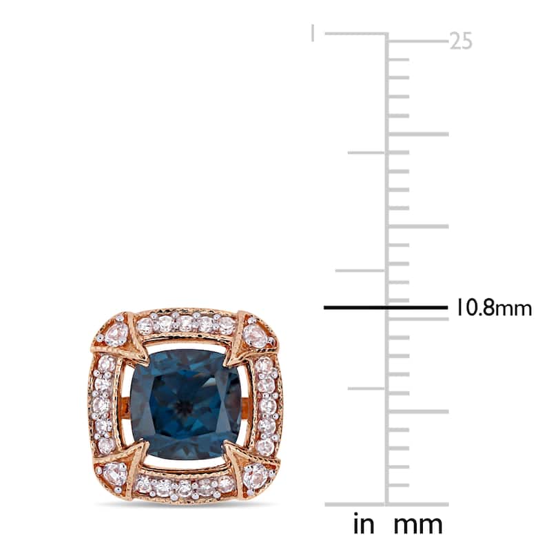 Miadora 10k Rose Gold London-Blue Topaz White Sapphire and 1/5ct TDW Diamond Stud Earrings