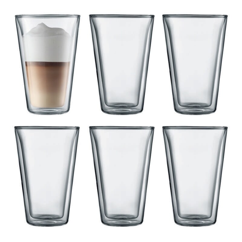 Bodum Canteen 6 Pcs Glass Double Wall Large 0.4 L 13.5 oz Transparent