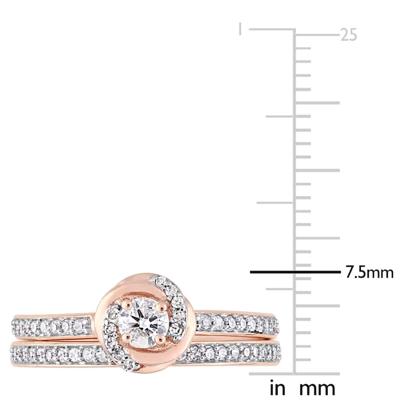 Miadora 10k Rose Gold 1/2ct TDW Diamond Swirl Halo Bridal Ring Set