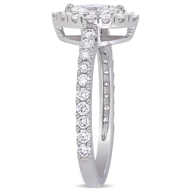 1ct TDW Diamond Marquise Halo Engagement Ring in 14k White Gold by Miadora