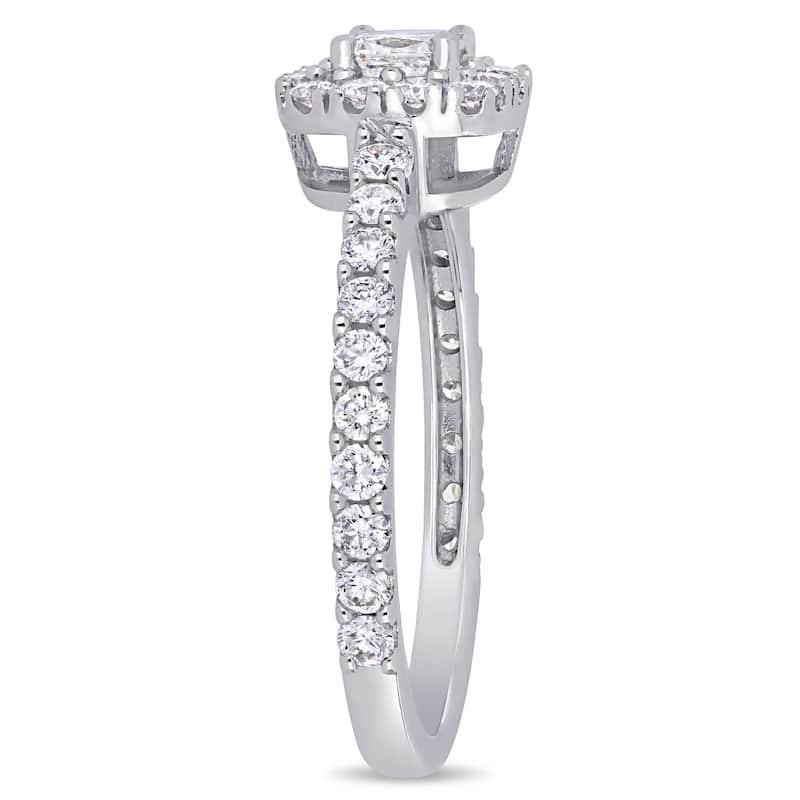 Miadora 14k White Gold 1ct TDW Diamond Square Halo Engagement Ring