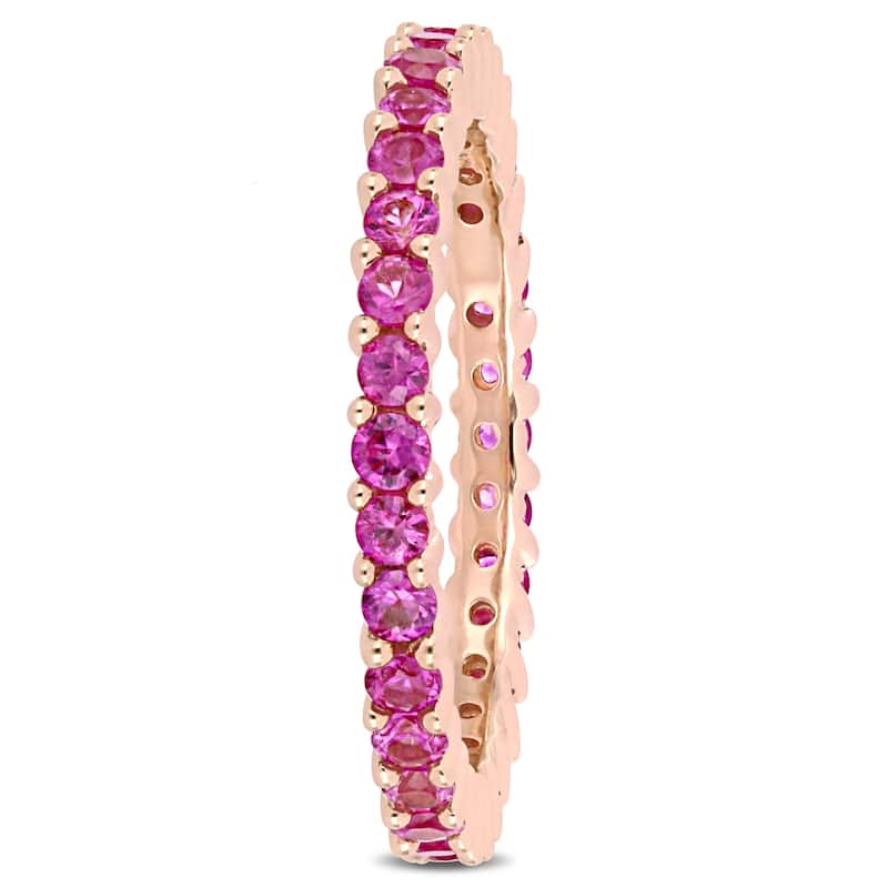 Miadora 14k Rose Gold Pink Sapphire Stackable Full-Eternity Band