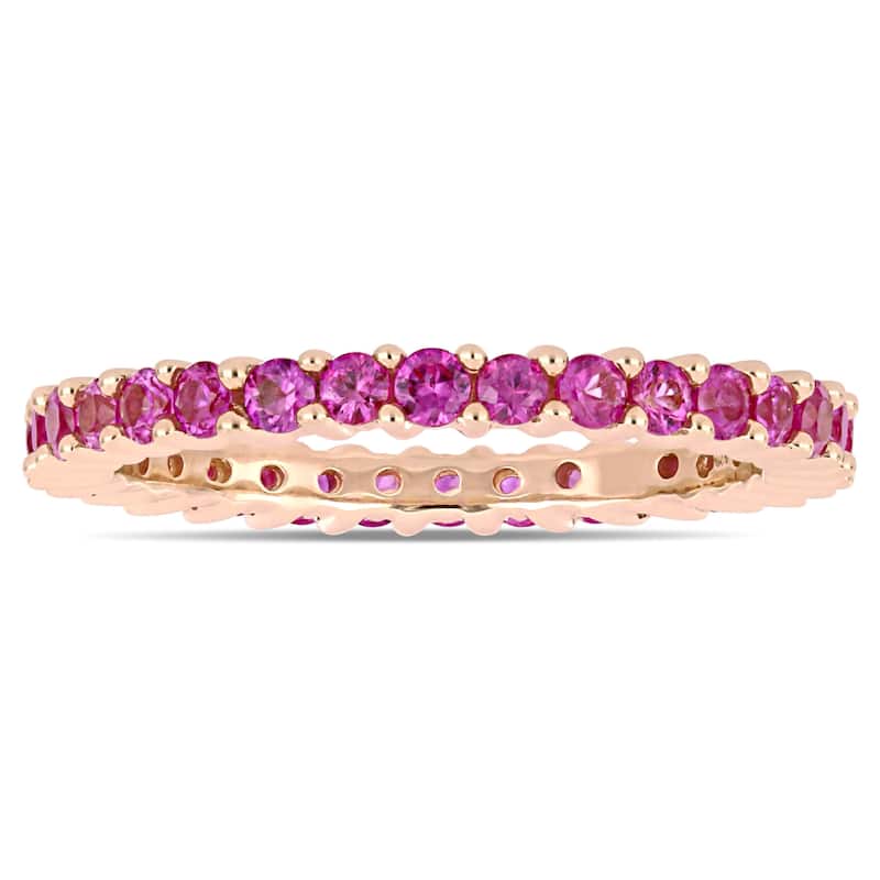 Miadora 14k Rose Gold Pink Sapphire Stackable Full-Eternity Band