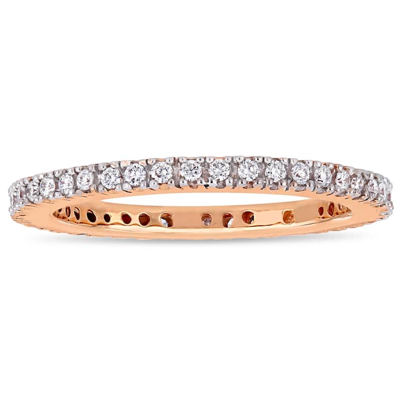 Miadora 14k Rose Gold 1/4ct TDW Diamond Stackable Full-Eternity Wedding Band