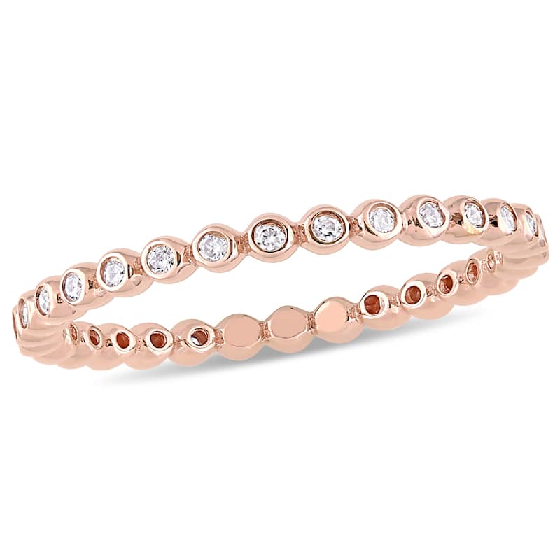 Miadora 10k Rose Gold 1/4ct TDW Diamond Beaded Full-Eternity Wedding Band
