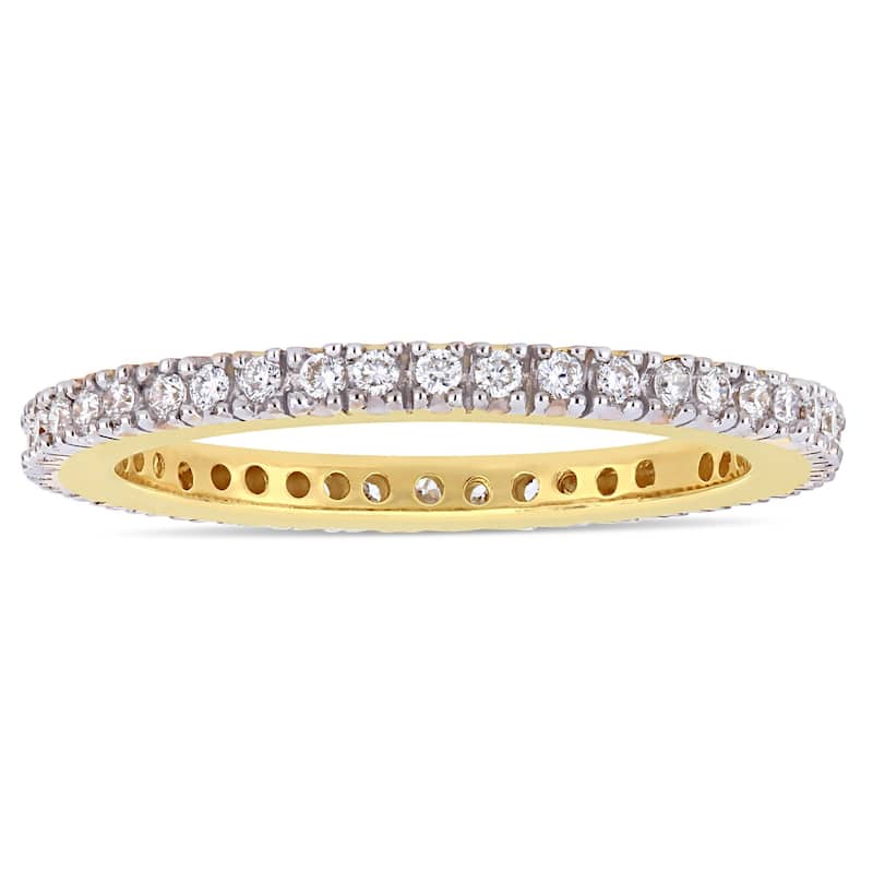 Miadora 14k Yellow Gold 1/4ct TDW Diamond Stackable Full-Eternity Wedding Band