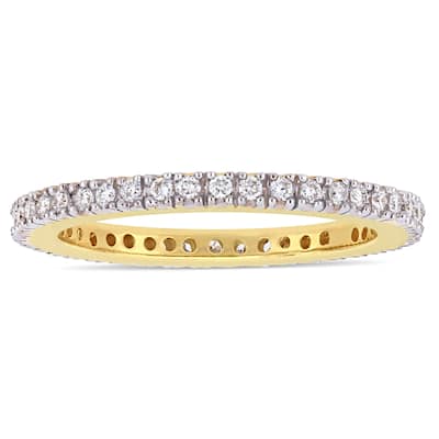Miadora 14k Yellow Gold 1/4ct TDW Diamond Stackable Full-Eternity Wedding Band