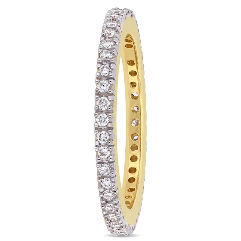 Miadora 14k Yellow Gold 1/4ct TDW Diamond Stackable Full-Eternity Wedding Band