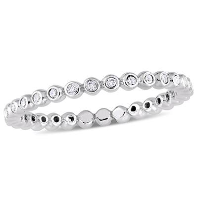 Miadora 10k White Gold 1/4ct TDW Diamond Beaded Wedding Band