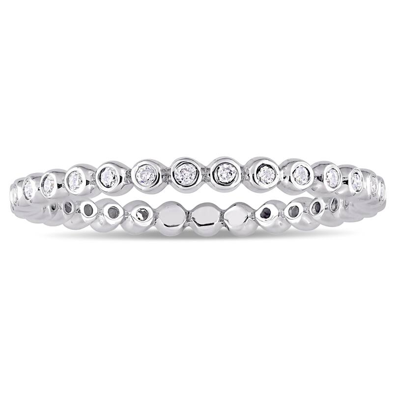 Miadora 10k White Gold 1/4ct TDW Diamond Beaded Wedding Band