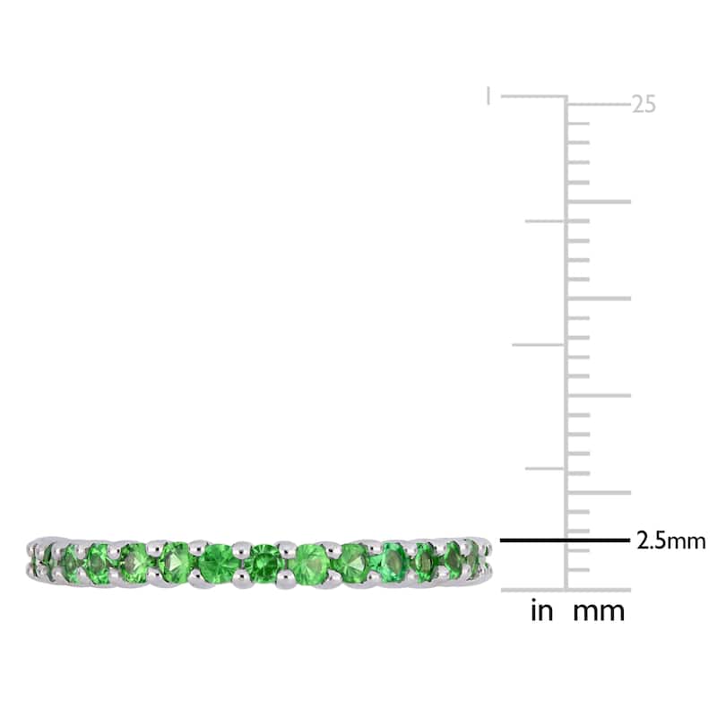 Miadora 14k White Gold Tsavorite Stackable Full-Eternity Band