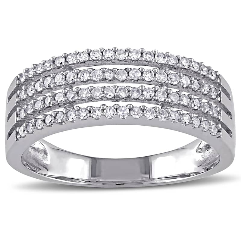 Miadora 10k White Gold 3/8ct TDW Diamond 4-Row Anniversary Band