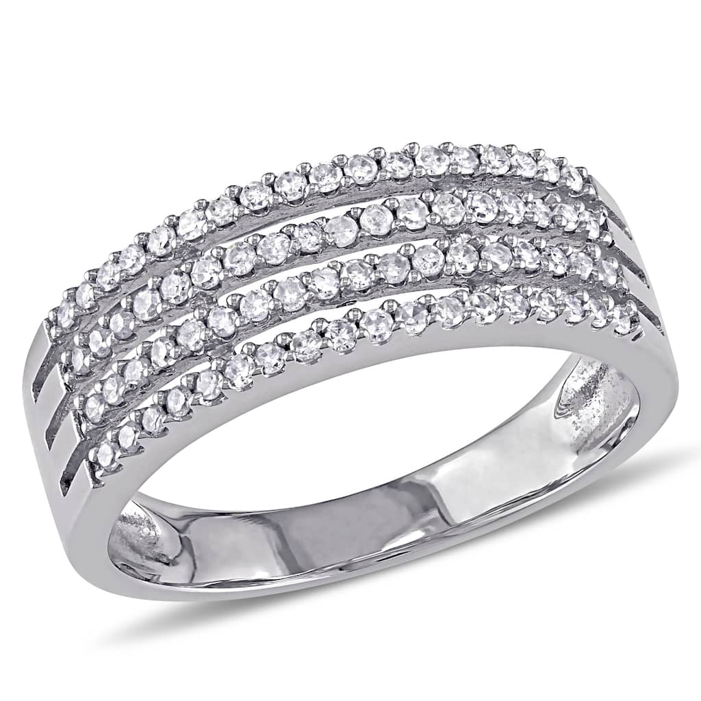Miadora 10k White Gold 3/8ct TDW Diamond 4-Row Anniversary Band