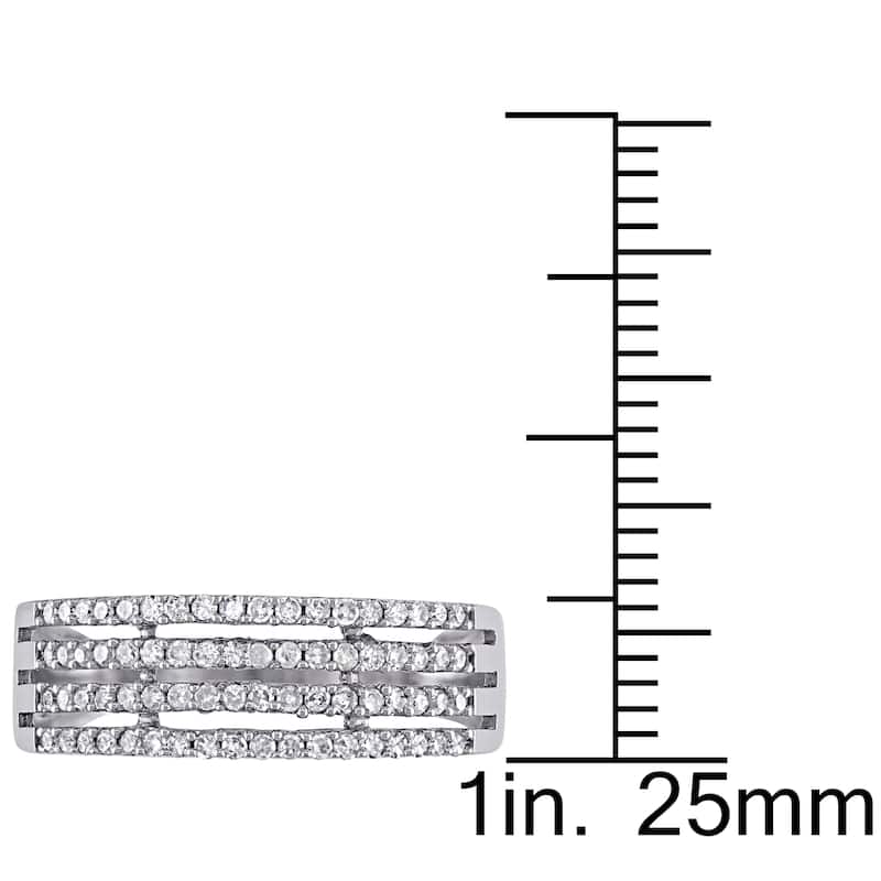 Miadora 10k White Gold 3/8ct TDW Diamond 4-Row Anniversary Band