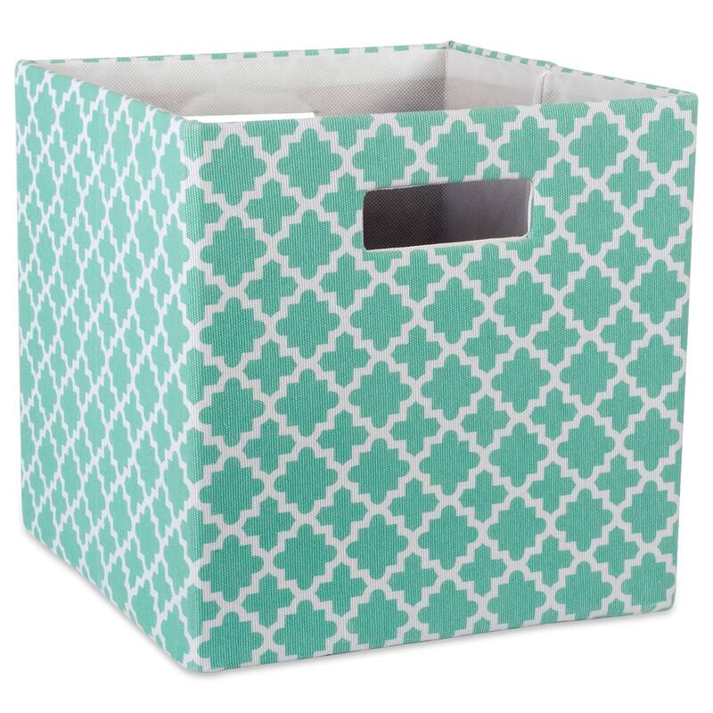 DII Polyester Decorative Storage Cube - Small (11x11x11") - Aqua Lattice