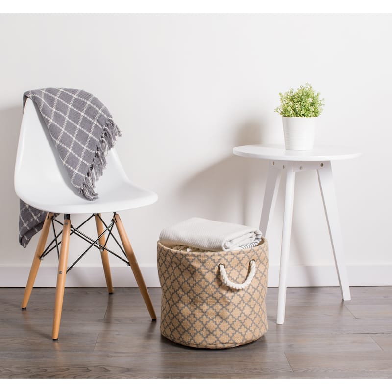 DII Round Burlap Decorative Storage Bin