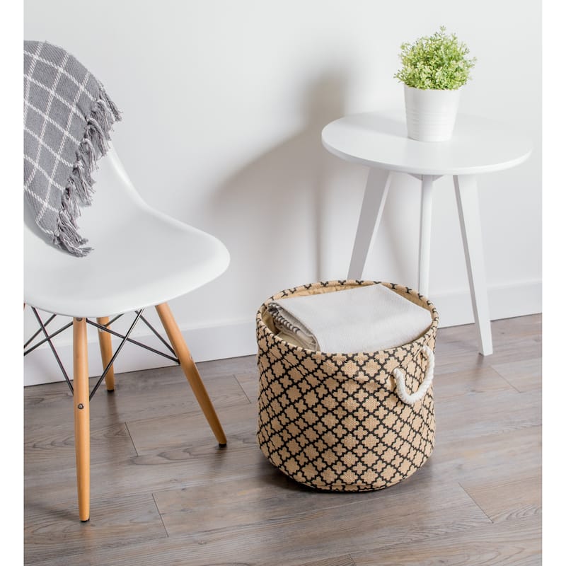 DII Round Burlap Decorative Storage Bin