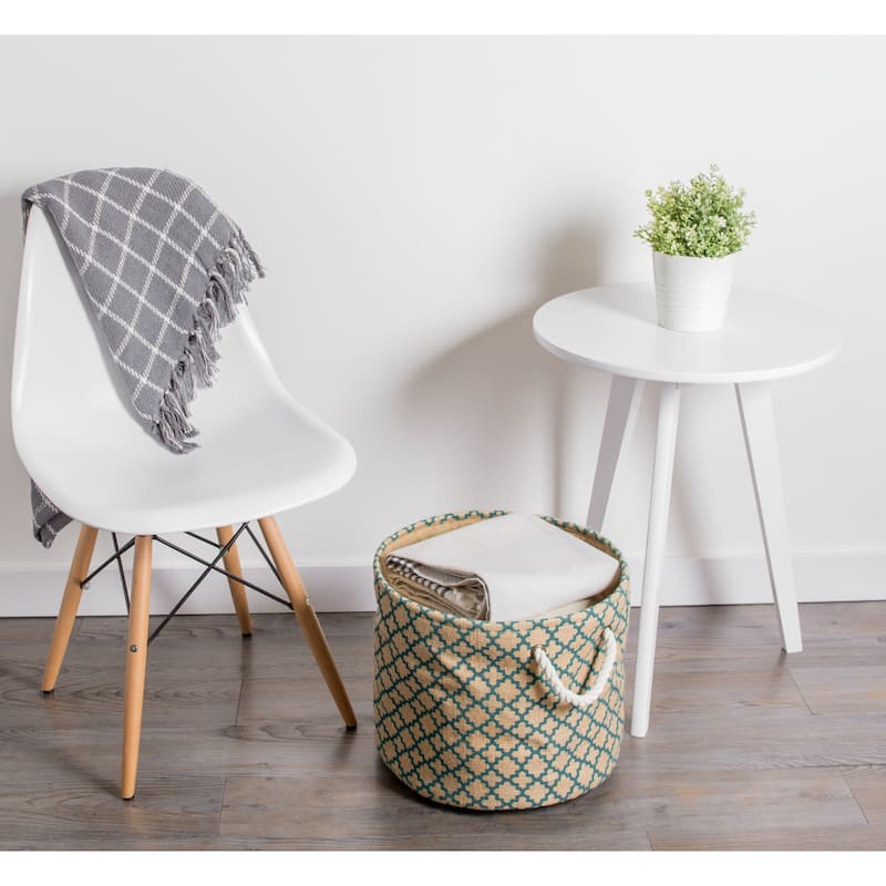 DII Round Burlap Decorative Storage Bin