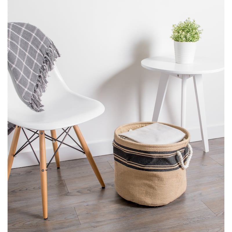DII Round Burlap Decorative Storage Bin