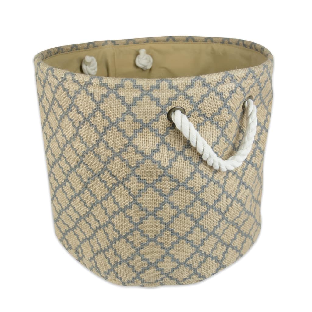 DII Round Burlap Decorative Storage Bin