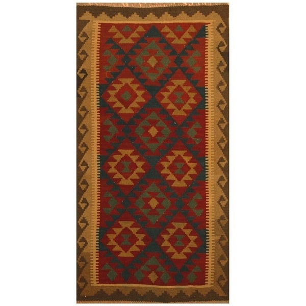 Handmade Maimana Kilim Wool Rug (Afghanistan) - 3'3 x 6'3