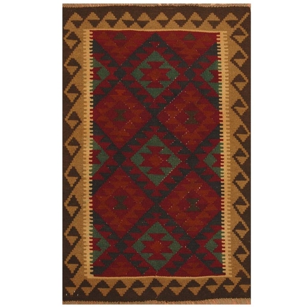 Handmade Maimana Kilim Wool Rug (Afghanistan) - 3'2 x 6'