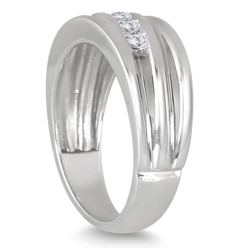 1/2 Carat TW Five Stone Diamond Men's Ring in 10K White Gold