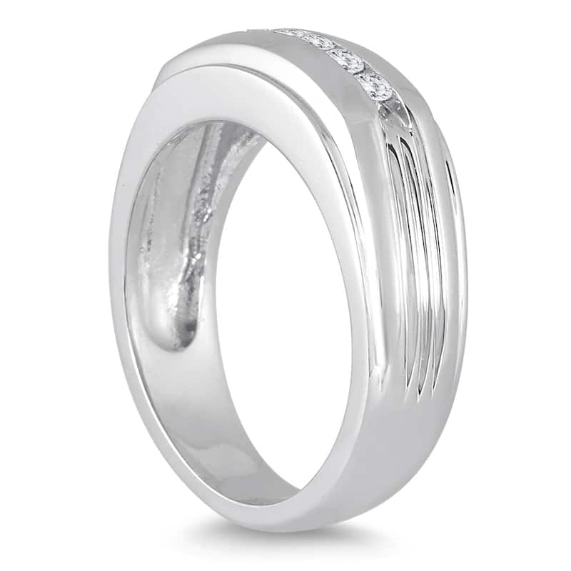 1/4 Carat TW Men's Diamond Channel Ring in 10K White Gold