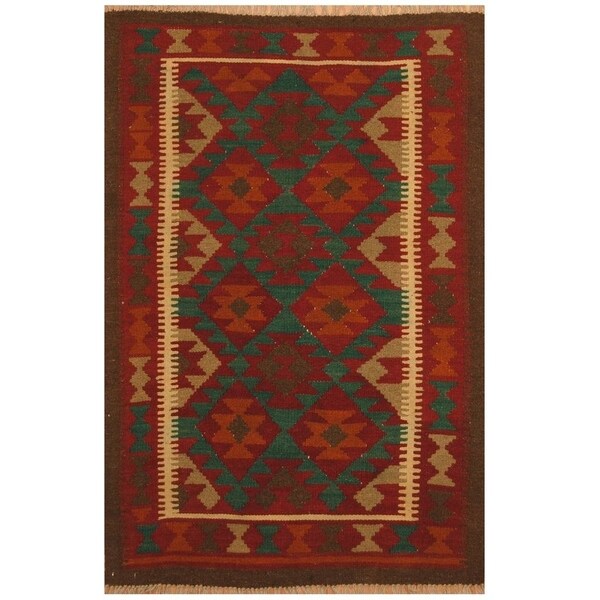 Handmade Maimana Kilim Wool Rug (Afghanistan) - 3'4 x 5'
