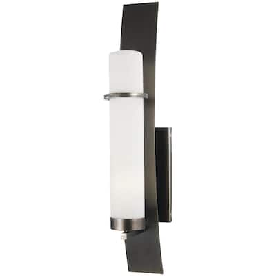 Lavery Arcus Truth Smoked Iron & Opal Glass 1 Light Outdoor Wall Mount