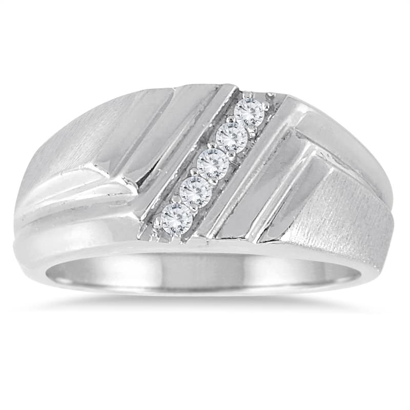 1/6 Carat TW Diamond Men's Ring in 10K White Gold