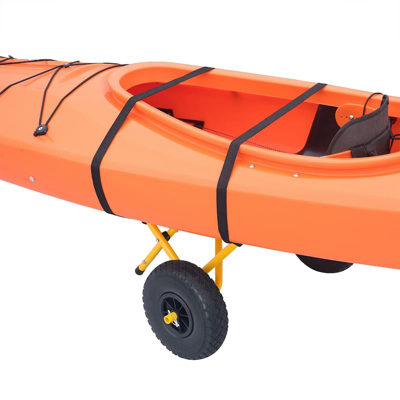 Kayak Cart - 150lbs Capacity Canoe Dolly with Airless Tires, Foldable Aluminum Frame, and Carrying Bag by Rad Sportz (Orange)