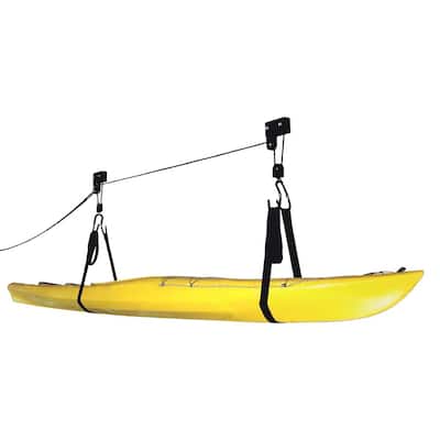 Kayak Storage Hoist - Overhead Pulley System with 125lb Capacity for Canoes, Bikes, Ladders - 12-Foot Ceilings by Rad Sportz